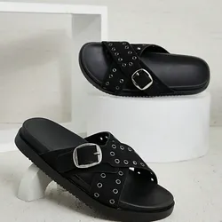 Sandalias Negras con Hebilla 