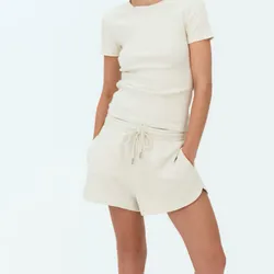 Short de tela beige