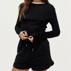 Short negro tela gruesa 