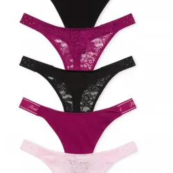 Tangas PINK de algodón y de encaje