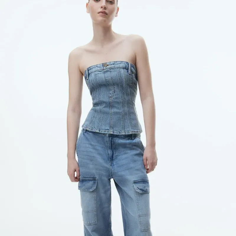 Top denim estilo corset H&M 