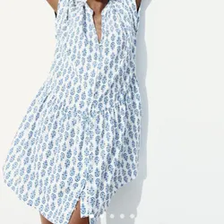 Vestido ancho azul y blanco 