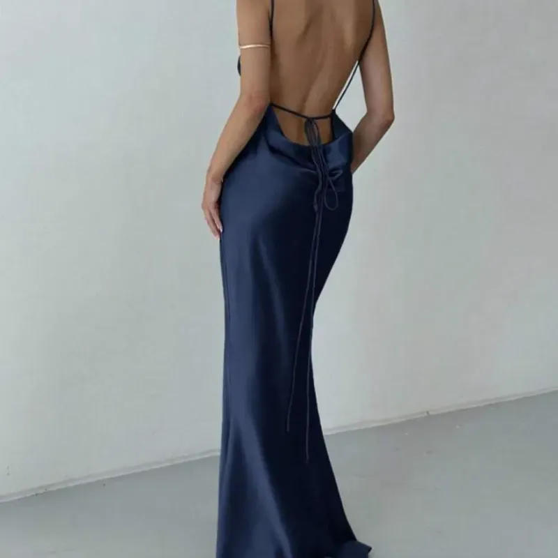 Vestido Azul Satinado