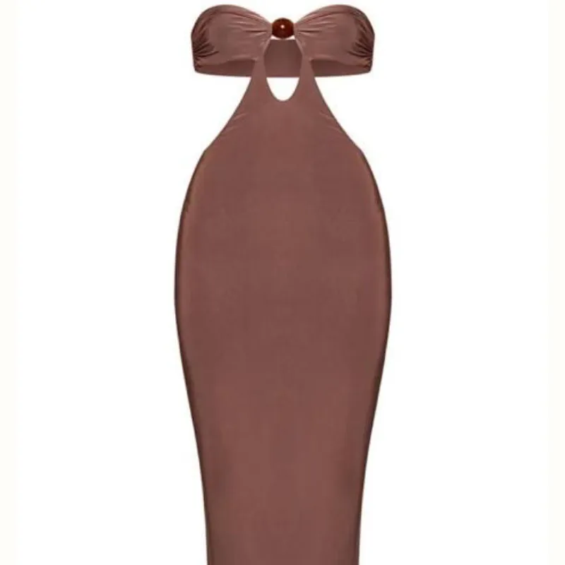 Vestido beige largo