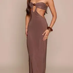 Vestido beige largo