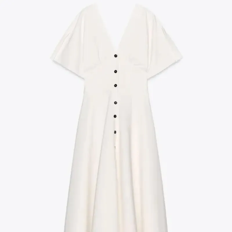 Vestido Blanco con botones en contraste ZARA