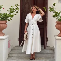 Vestido Blanco con botones en contraste ZARA