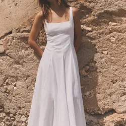 Vestido Blanco con escote cuadrado
