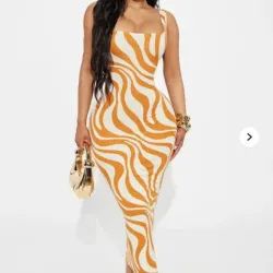 Vestido Estampado Naranja Fashion Nova