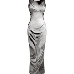 Vestido Gris y Negro Largo