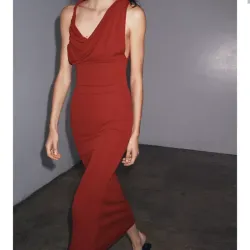 Vestido Largo Drapeado ZARA 