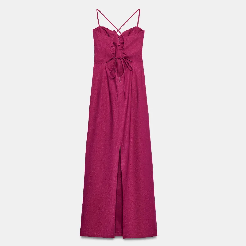 Vestido midi de lino ZARA