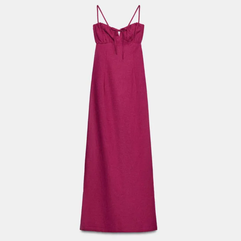 Vestido midi de lino ZARA