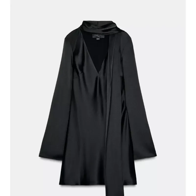 Vestido Negro Santinado ZARA