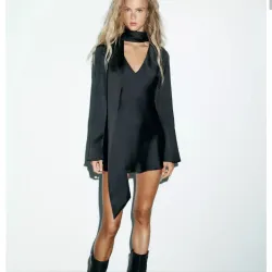 Vestido Negro Santinado ZARA