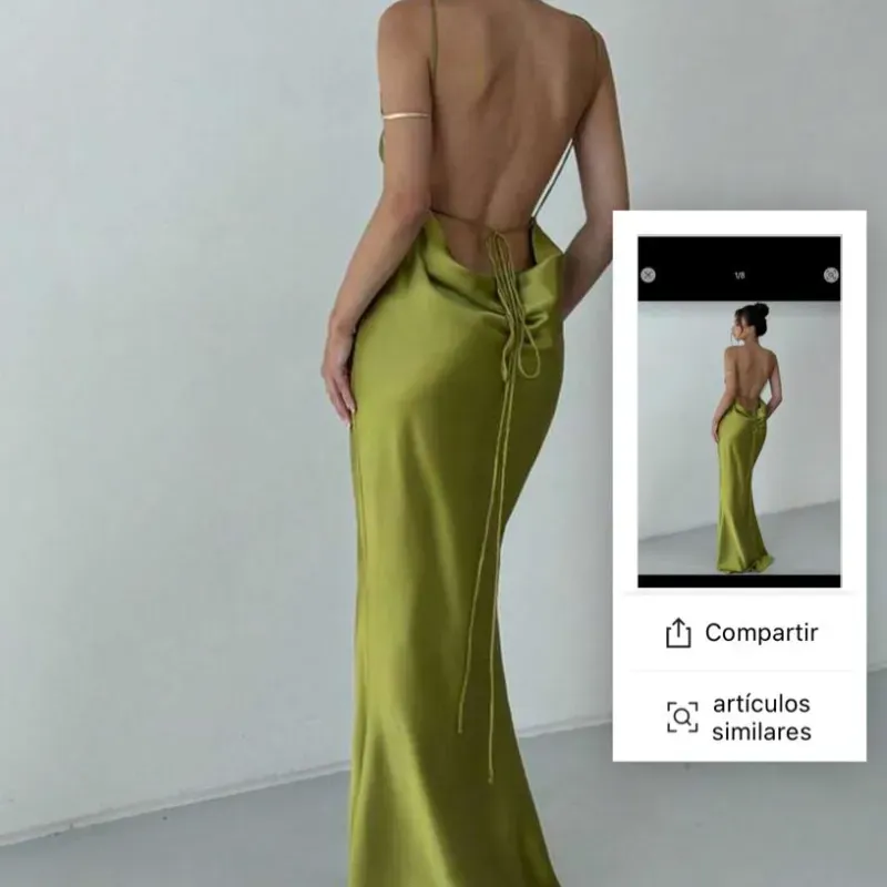 Vestido verde satinado