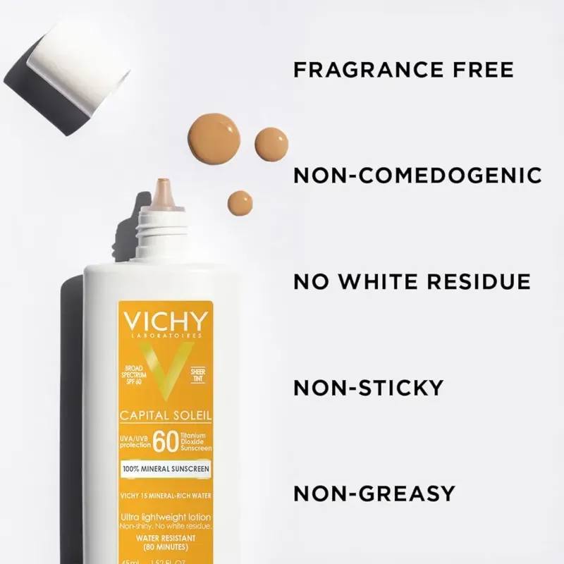 Vichy Capital Soleil - Protector solar mineral tintado para cara, SPF 60