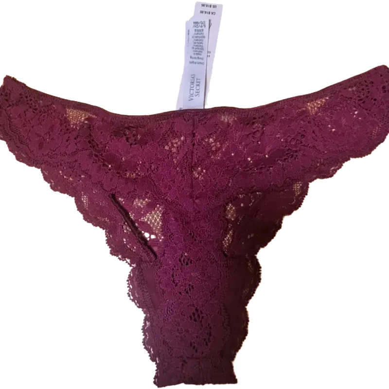Victoria's Secret tanga de encaje rojo vino