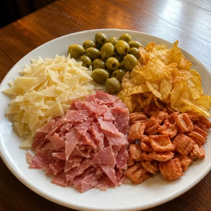 Jamón Bravo, Queso Blanco, Aceitunas, Chicharritas de Yuca, Chicoticos de Jamón