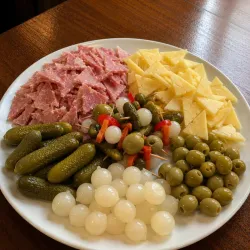 Jamón Bravo, Queso Gouda, Banderillas, Pepinillos, Cebollitas, Aceitunas