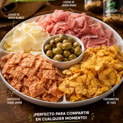 Jamón, Queso, Aceitunas, pellys y chicharritas