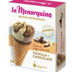 Caja de 4 Conos de Chocolate y Vainilla