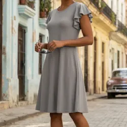 Vestido Línea A gris