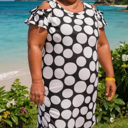 Vestido línea A hombros descubiertos