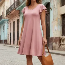 Vestido Línea A rosa palo