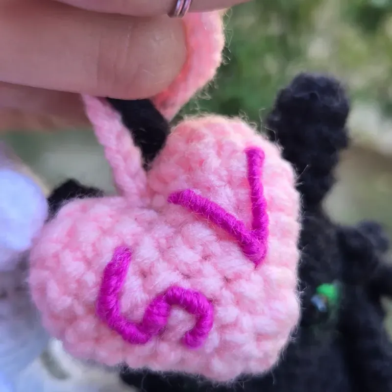 Pareja de chimuelo y novia + corazon bordado