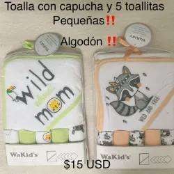 Toalla con gorro+ toallitas