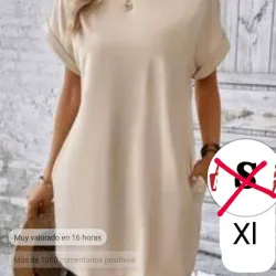 Vestido ancho beige estilo pullover con bolsillos 