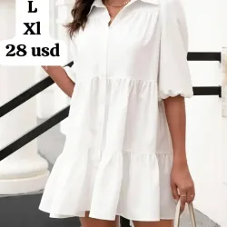 Vestido blanco de mangas 3/4 
