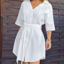 Vestido blanco mangas 3/4