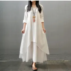 Vestido de mangas color blanco hueso 