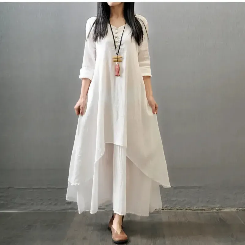 Vestido de mangas color blanco hueso 