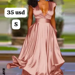 Vestido elegante rosa champagne largo 