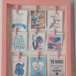 Cuadro para 9 fotos rosado