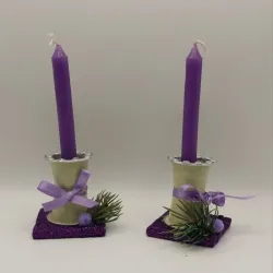 Mini candelabro con vela (Morado)