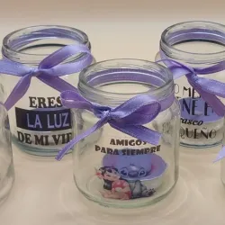 Pomito con frase y vela azul