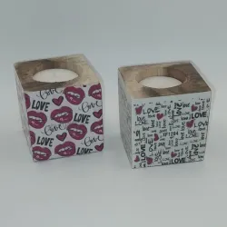 Vela en taco de madera