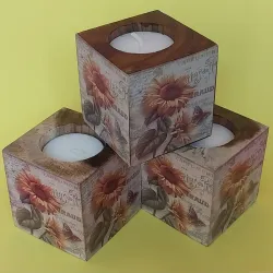Vela en taco de madera