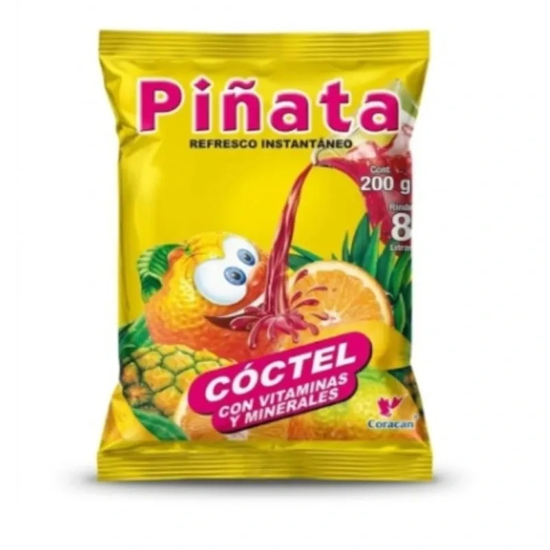 Refresco Instantáneo Piñata Sabor Cóctel (200g) Rinde 8L