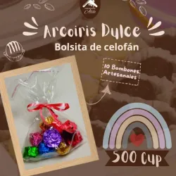 Bolsita Celofan, 10 bombones rellenos