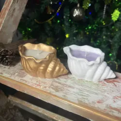 Vela de soja en recipiente de caracol.
