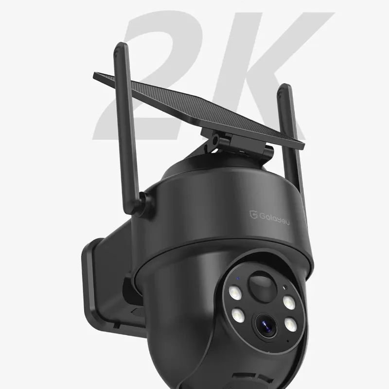 Cámaras de seguridad 2K inalámbricas para exteriores, cámaras PTZ de 360° para seguridad del hogar con panel solar