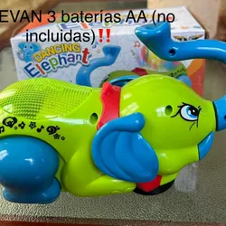 Elefante verde y azul de juguete con musica, luces y camina