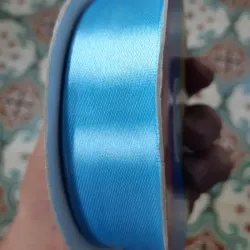 002- CINTA DE SATEN 2.5 CM AZUL TURQUESA 1 METRO