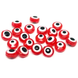 3913 OJOS TURCOS ROJO PLANO 8MM 20 UNIDADES