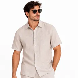 Camisa lino manga corta